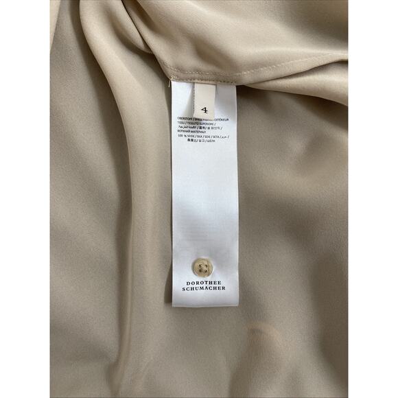 Dorothee Schumacher Twist Blouse Top Long Sleeve Silk Button Tie Button 4 L - Picture 8 of 9